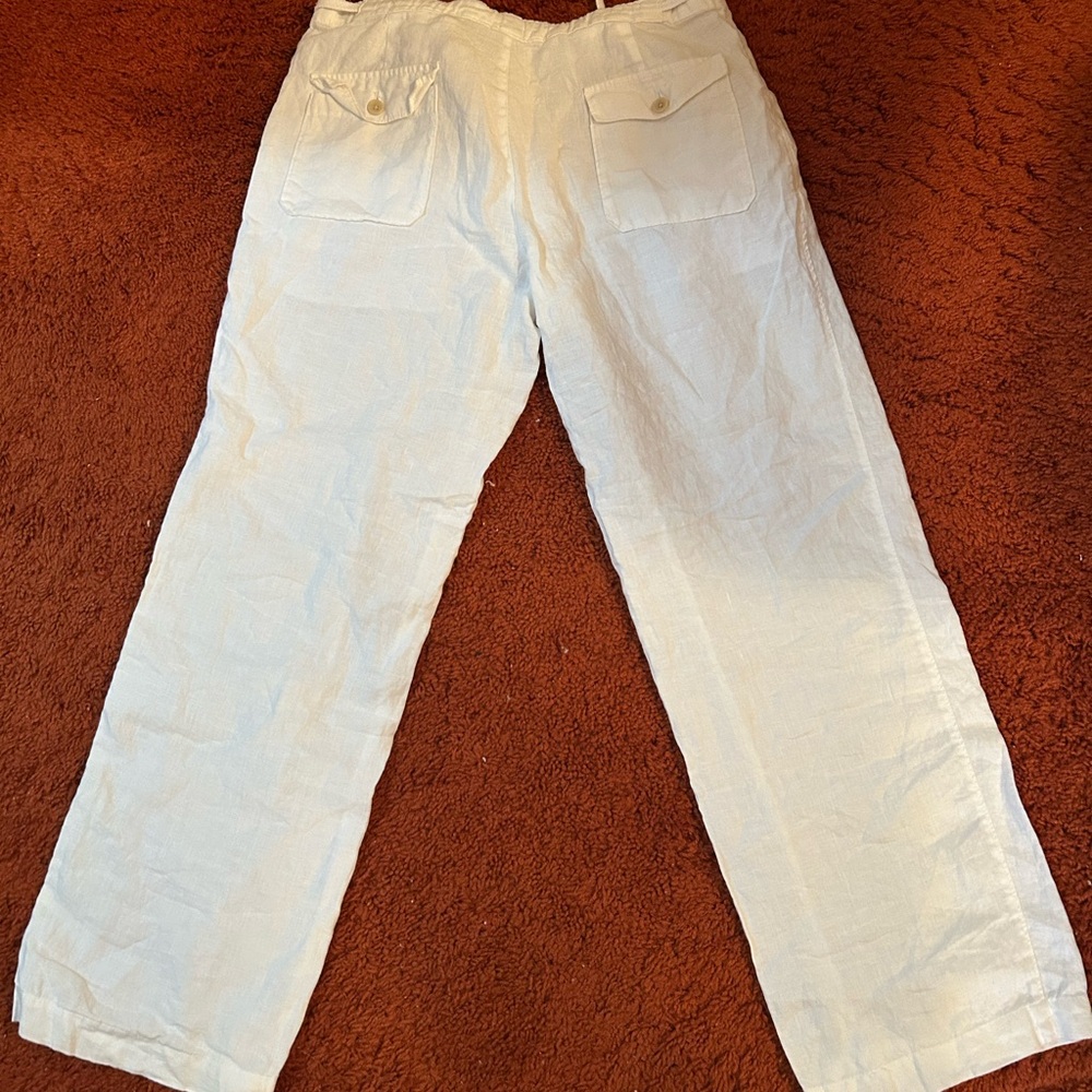 White linen pants